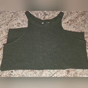 Olive Green Knit Sleeveless Sweater Top With Full Stretch XXL